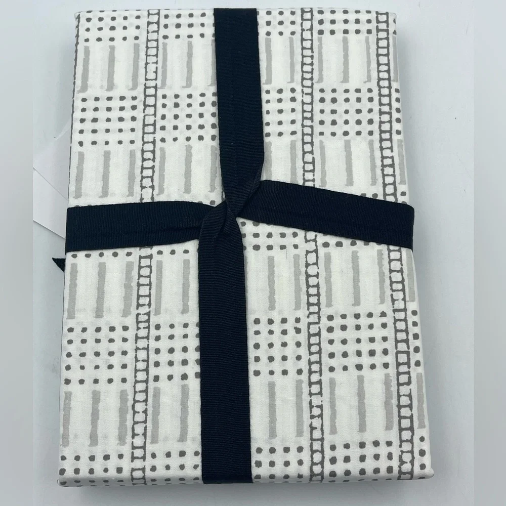 NWT West Elm Pair of Standard Pillowcases White Gray Geometric Boho Cotton